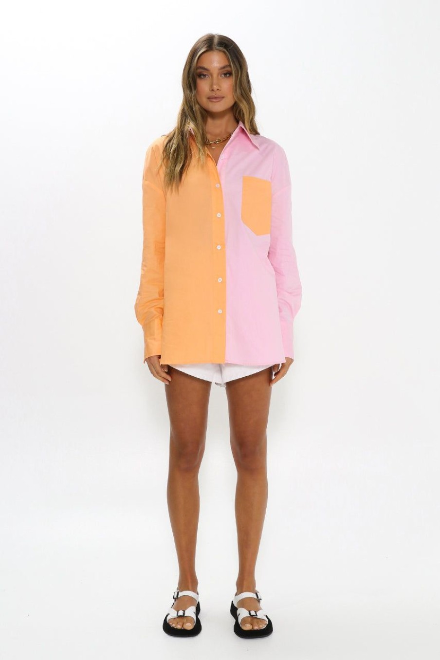 Tops Madison The Label | April Shirt | Pink / Orange