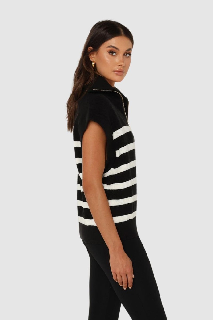 Tops Madison The Label | Owen Knit Vest | Black/White