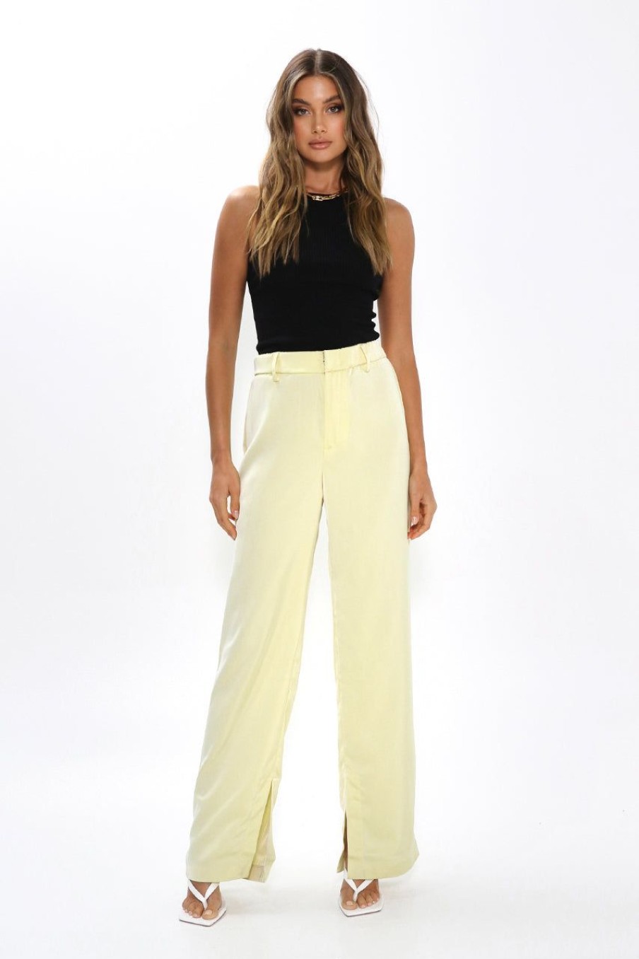 Sets Madison The Label | Piper Split Pants | Lemon