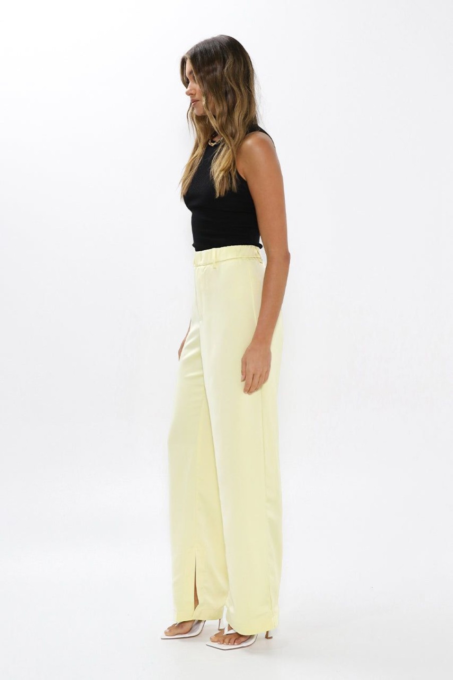 Sets Madison The Label | Piper Split Pants | Lemon