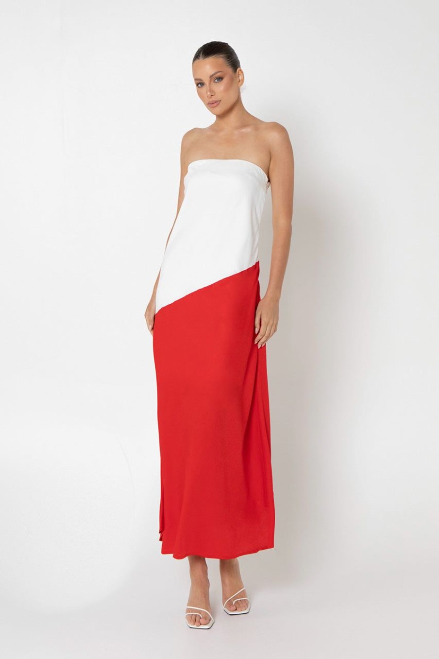 Dresses Madison The Label | Joanna Maxi Dress | White & Red