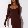 Dresses Madison The Label | Melanie Knit Midi Dress | Choc