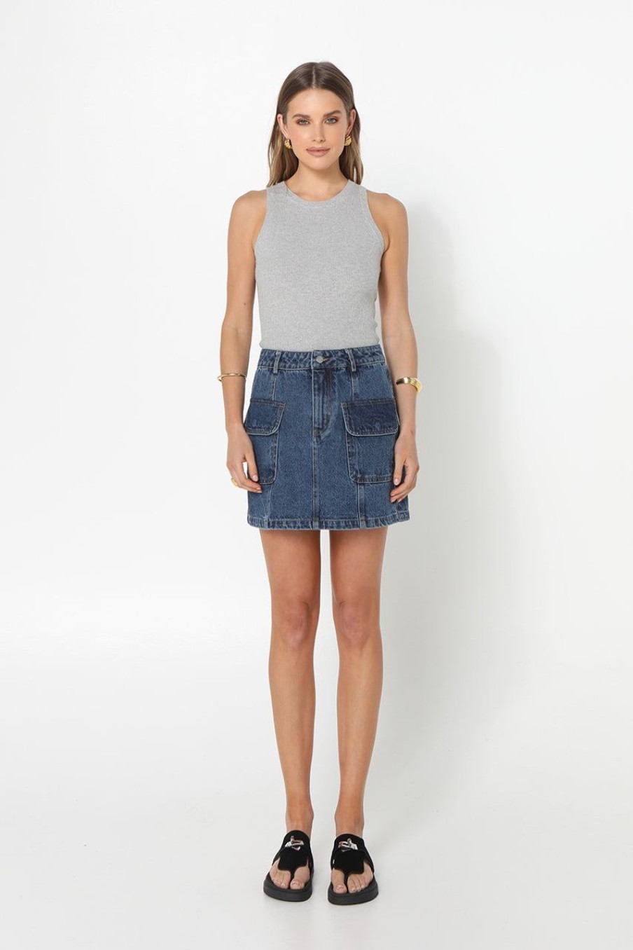 Basics Madison The Label | Perry Knit Top | Grey Marle