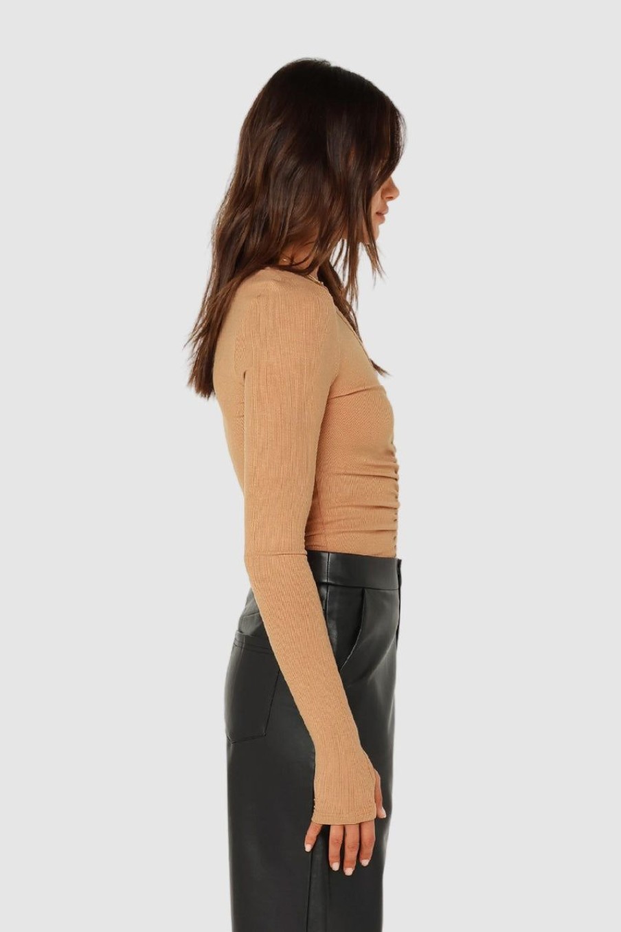 Tops Madison The Label | Hazel Long Sleeve Top | Camel