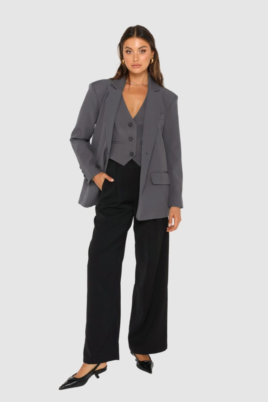 Sets Madison The Label | Frankie Boyfriend Blazer | Slate