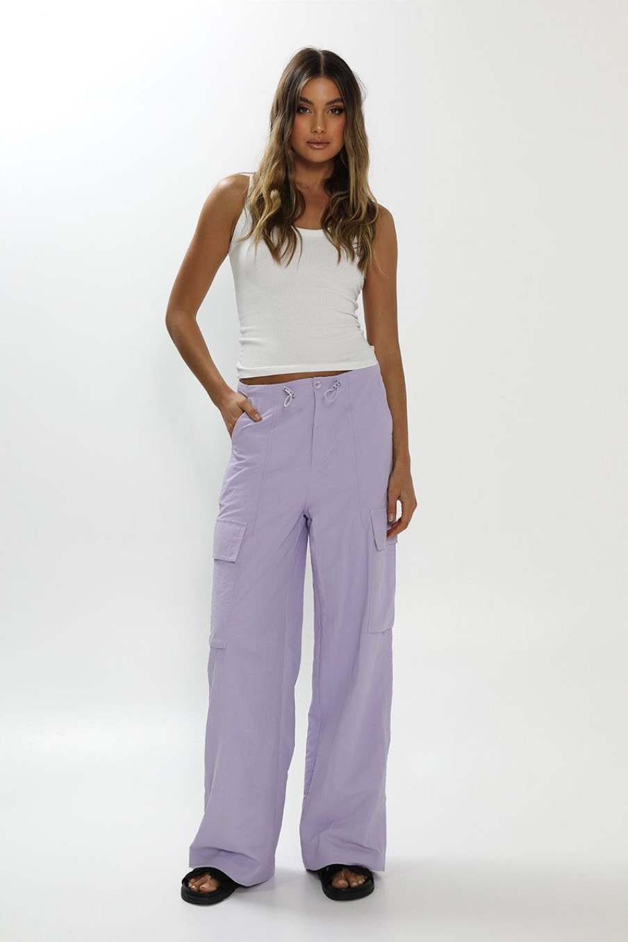 Bottoms Madison The Label | Sammi Parachute Pants | Lilac