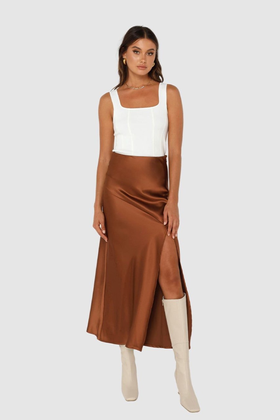 Bottoms Madison The Label | Layla Midi Skirt | Choc