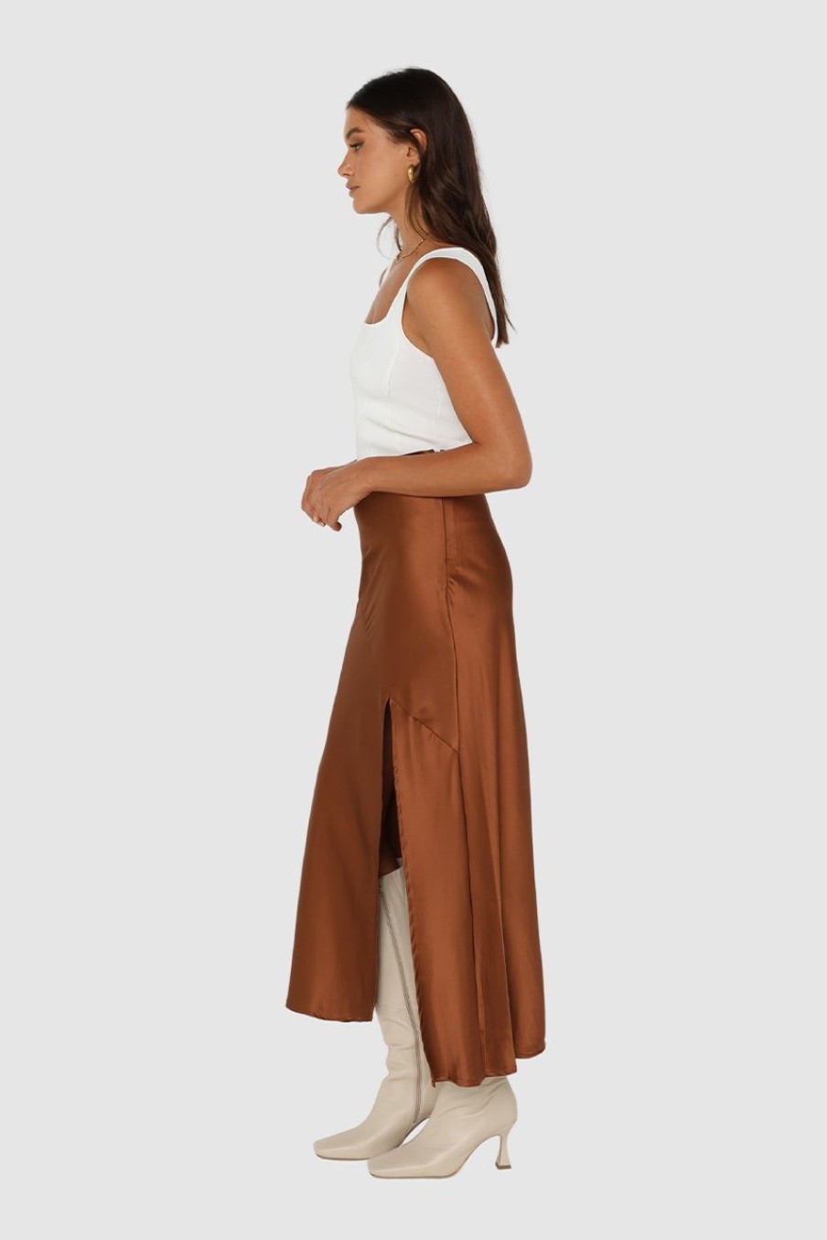 Bottoms Madison The Label | Layla Midi Skirt | Choc