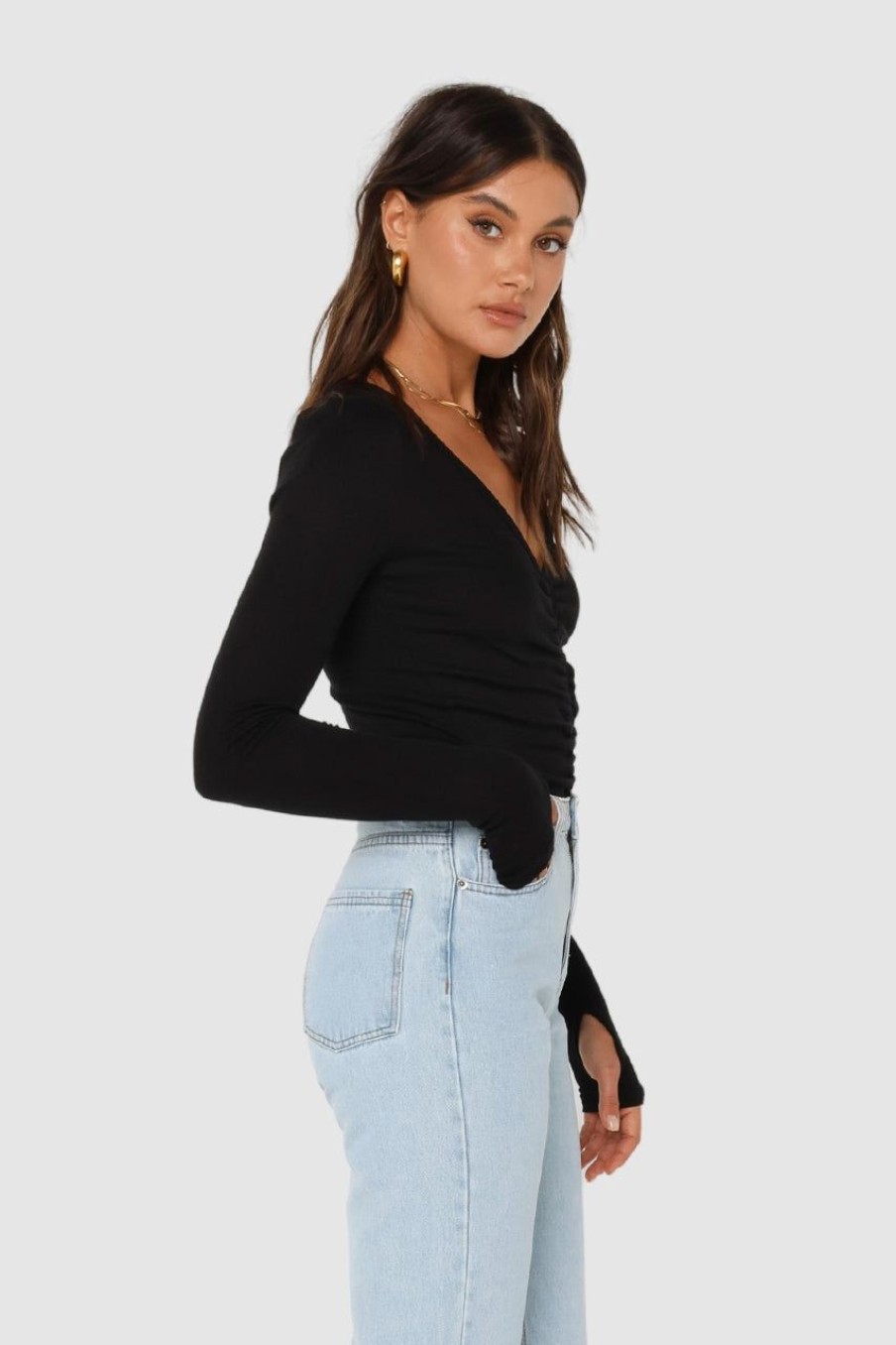 Basics Madison The Label | Hazel Long Sleeve Top | Black