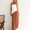 Dresses Madison The Label | Joanna Maxi Dress | White & Hazelnut