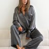 Sets Madison The Label | Zura Satin Shirt | Slate