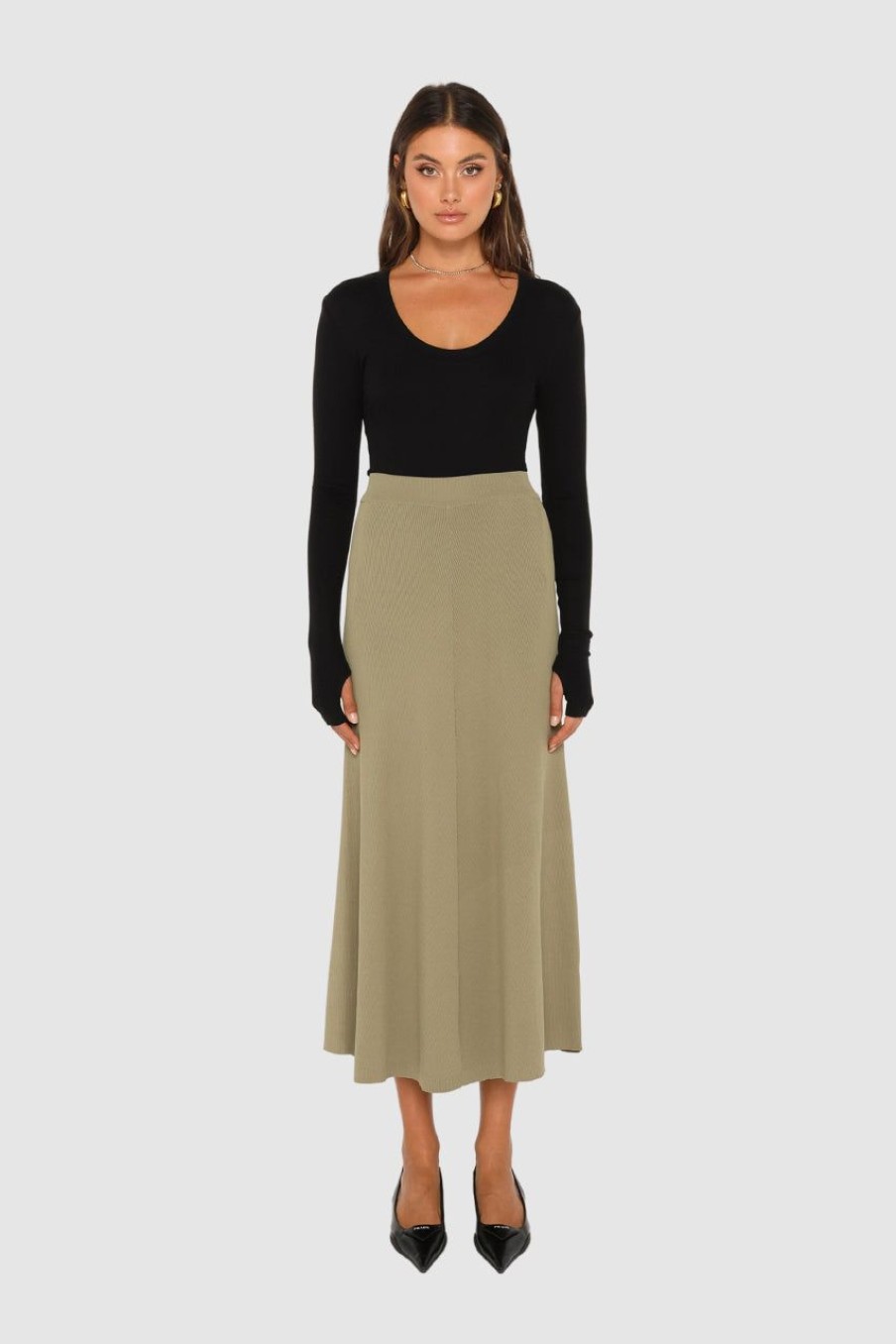 Bottoms Madison The Label | Tilda Knit Skirt | Sage