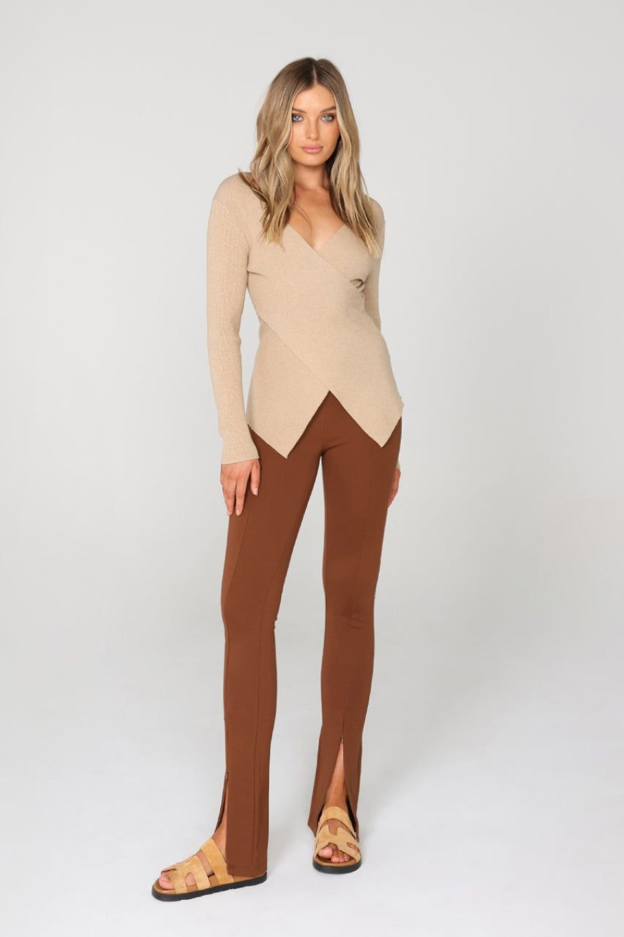 Bottoms Madison The Label | Henley Zip Pants | Choc