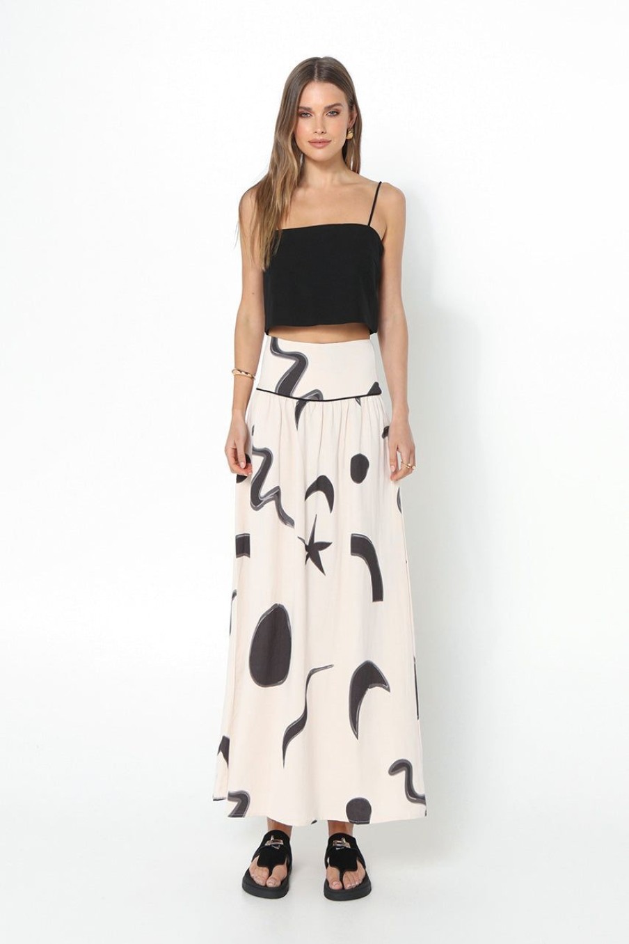 Sets Madison The Label | Ally Maxi Skirt | Abstract Print