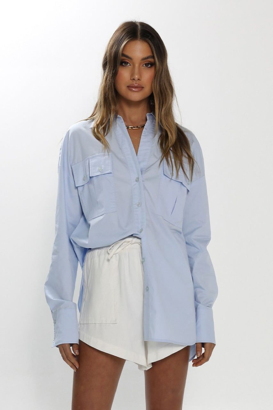 Tops Madison The Label | Murphy Shirt | Powder Blue