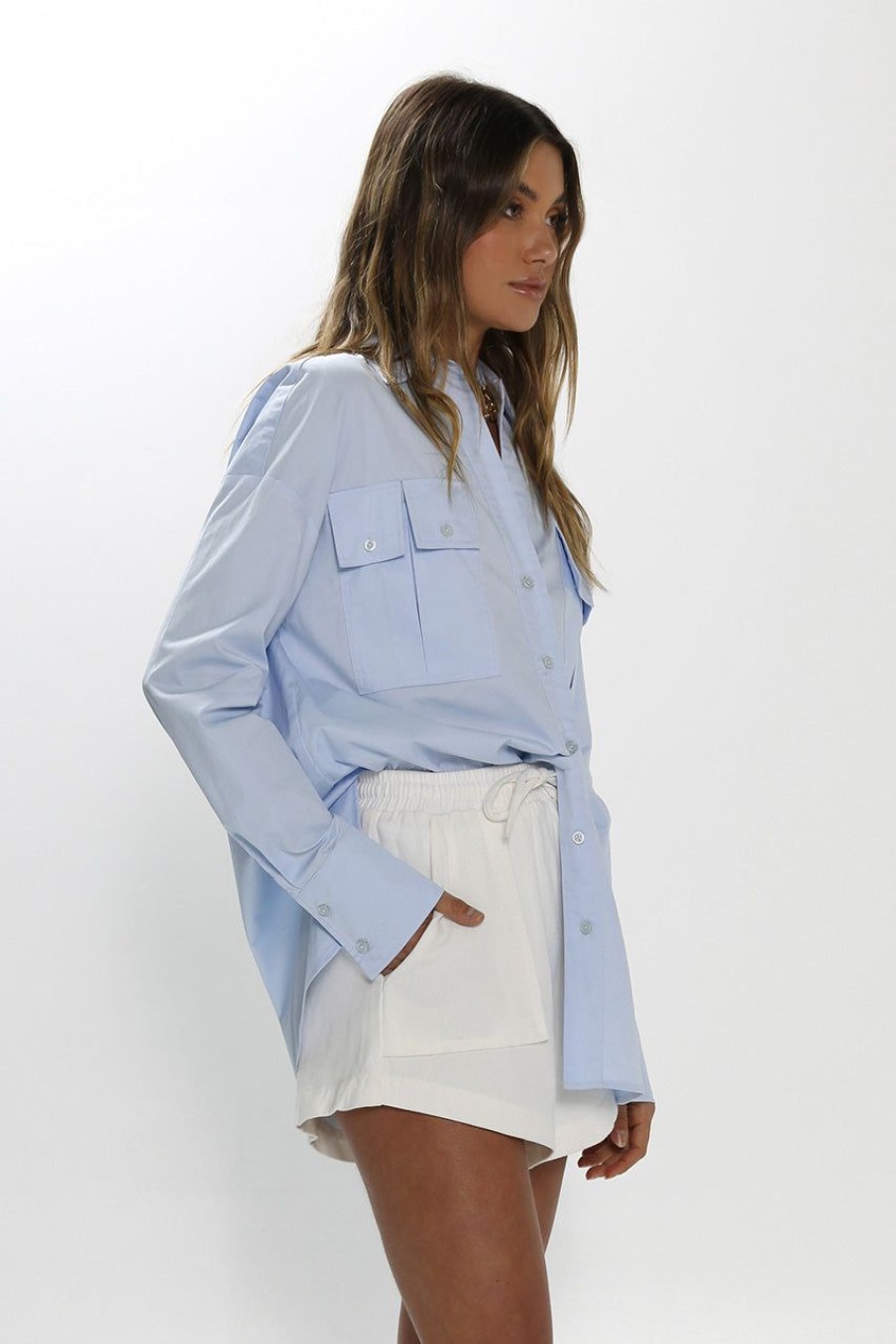 Tops Madison The Label | Murphy Shirt | Powder Blue