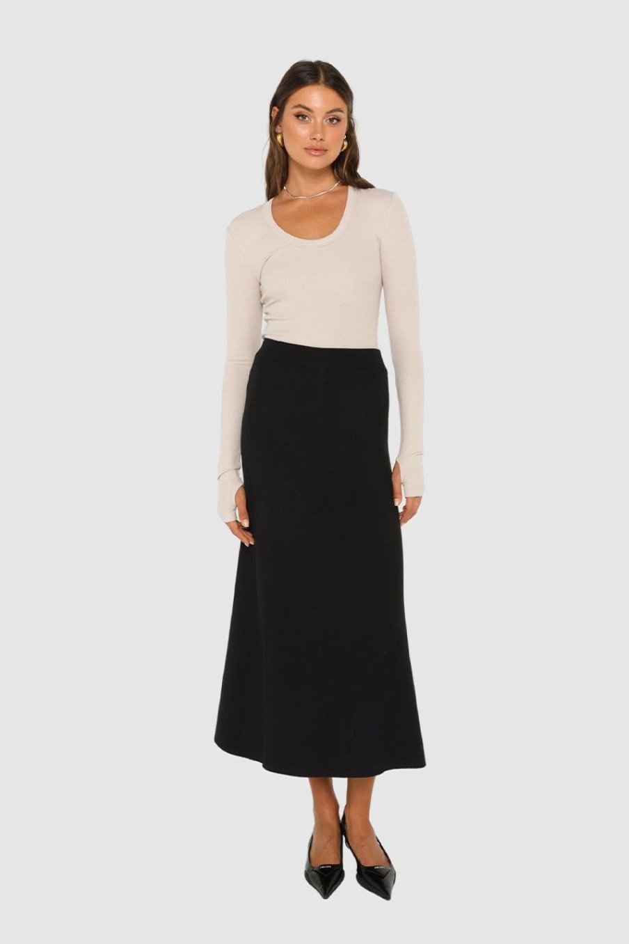 Bottoms Madison The Label | Tilda Knit Skirt | Black