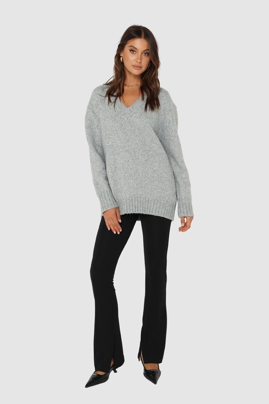 Tops Madison The Label | Rena Knit Jumper | Grey Marle