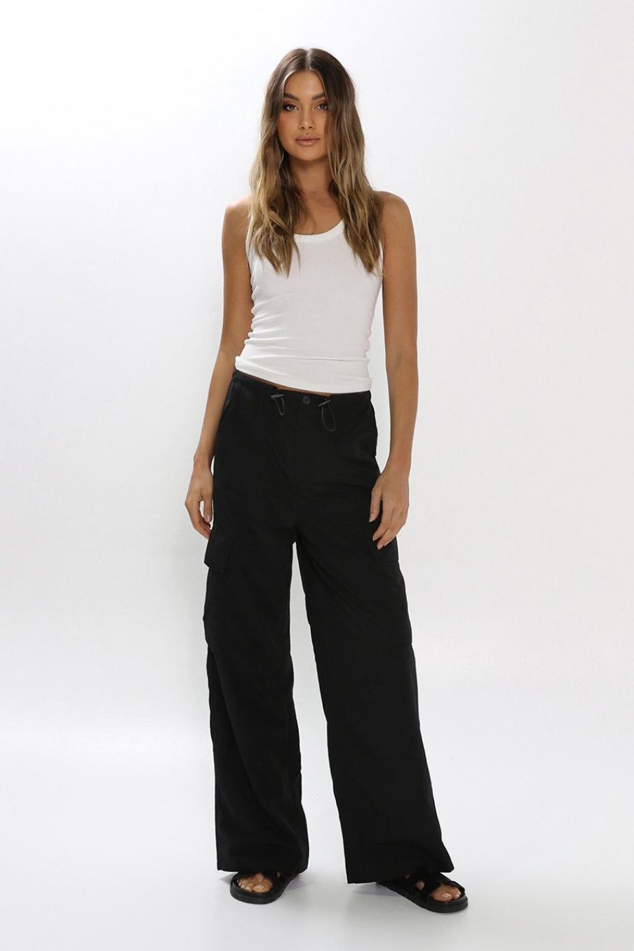 Bottoms Madison The Label | Sammi Parachute Pants | Black