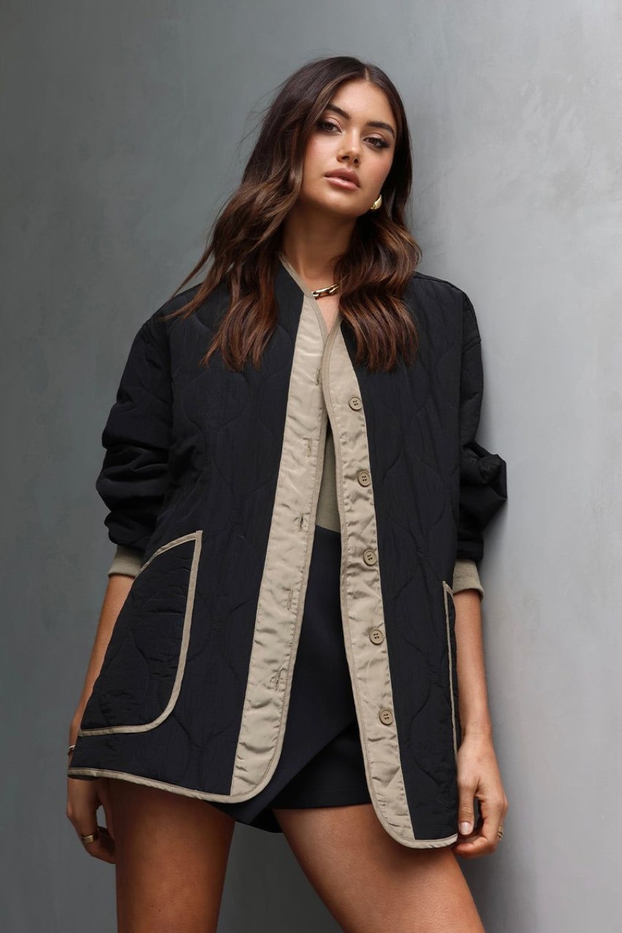 Jackets & Vests Madison The Label | Annabelle Jacket | Black/Sage