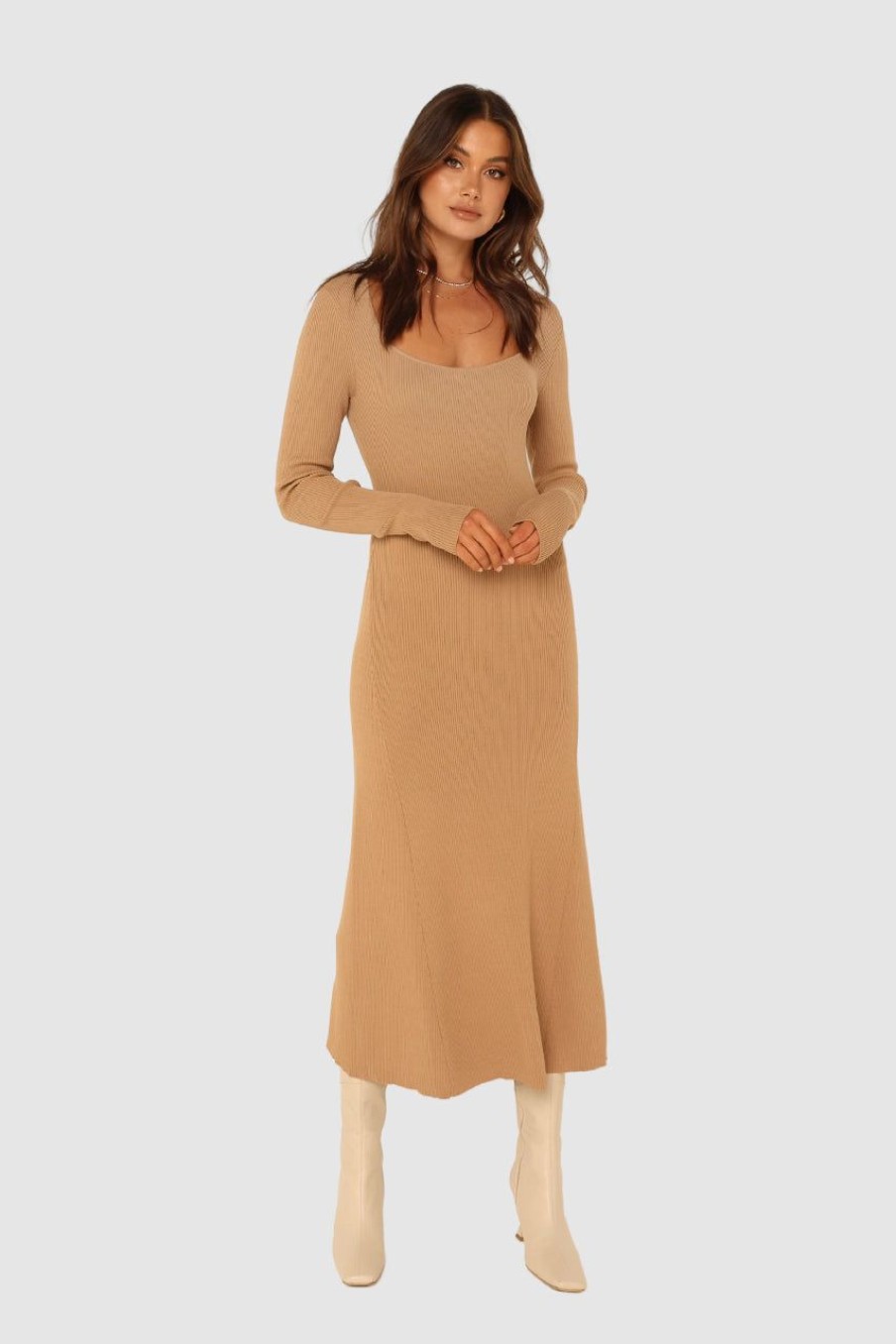 Dresses Madison The Label | Melanie Knit Midi Dress | Latte