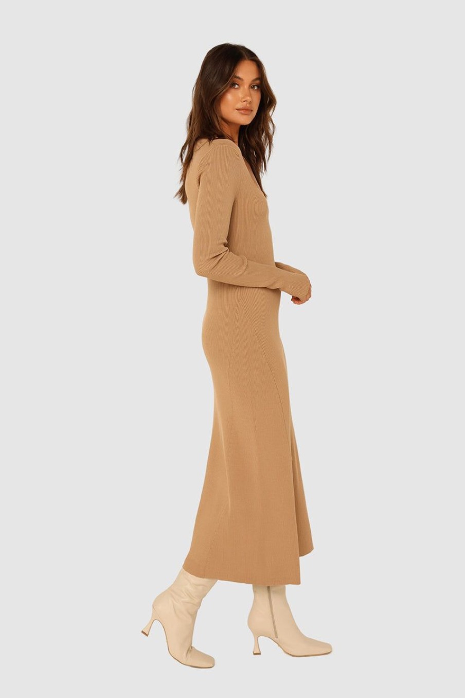 Dresses Madison The Label | Melanie Knit Midi Dress | Latte