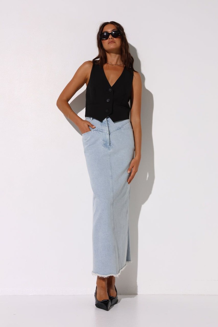 Bottoms Madison The Label | Bailey Maxi Skirt | Denim