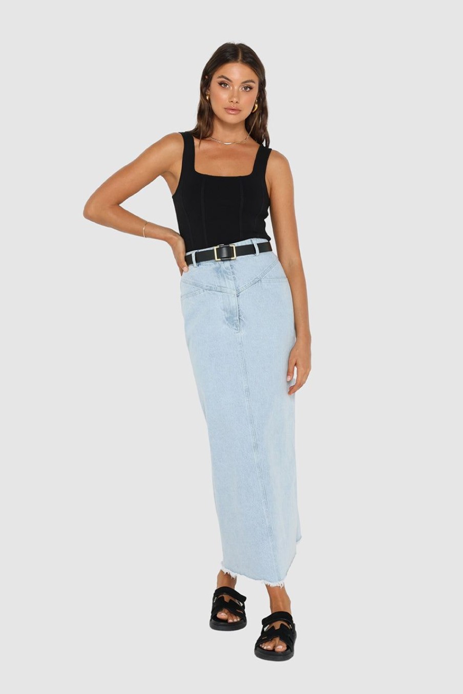 Bottoms Madison The Label | Bailey Maxi Skirt | Denim